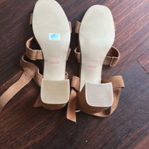 Sfera Suede Brown Sandals Size 37 New Medium Thick Heel