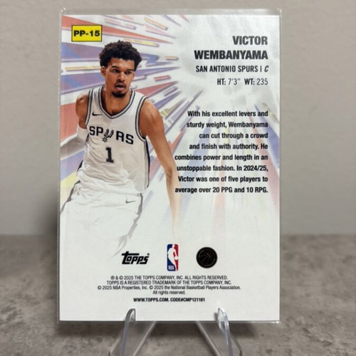 2025-26 Topps Basketball Victor Wembanyama Power Players Holo Foil card new