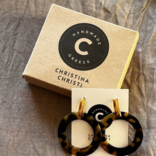 Christina Christi handmade earrings new, black and gold
