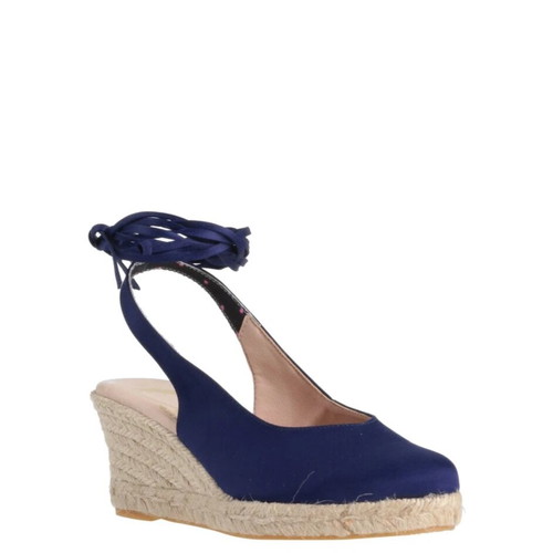 CUPLE women's satin platform espadrilles blue EU38 US8 UK5 new