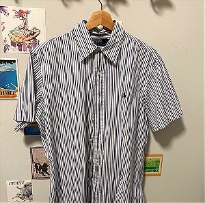 Κοντομάνικο πουκάμισο Ralph Lauren χρώμα άσπρο με μπλε ρίγες size Medium-Large