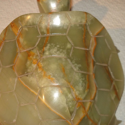Decorative stone turtle used green brown
