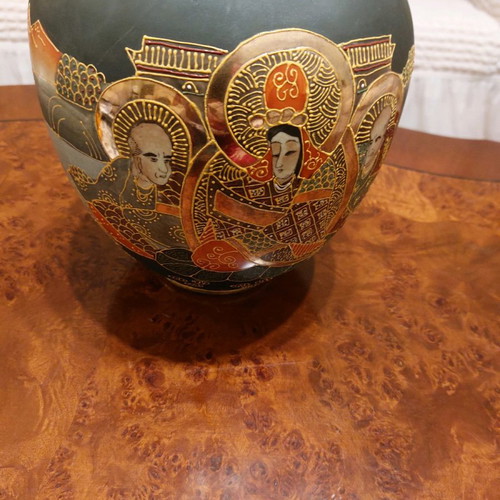Satsuma vase with cross used, vintage, 28×24 cm