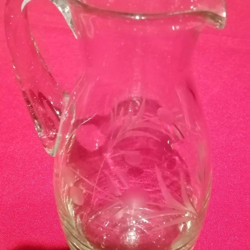 Crystal pitcher vintage small with engraved ears of wheat, like new