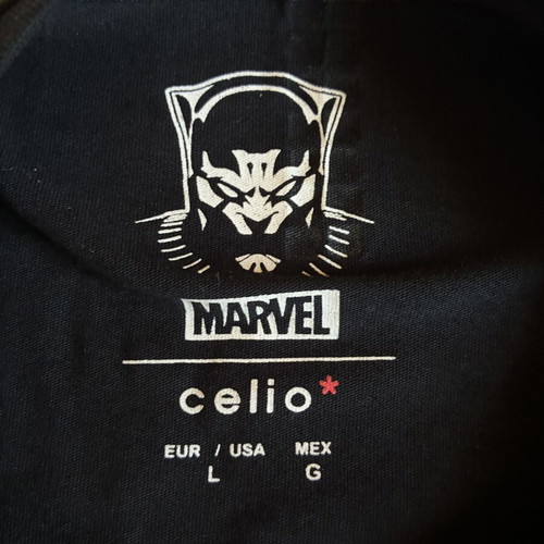 Marvel Black Panther Celio Mens Black Studded T-Shirt Size L mint condition