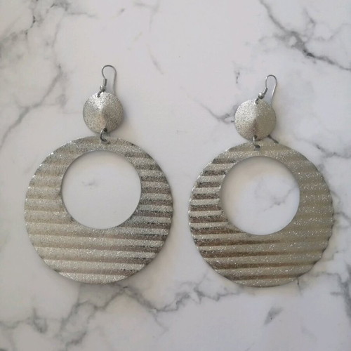Modern silver earrings very large like new