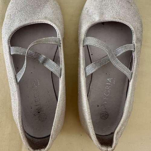 Alegria silver ballet flats size 25 like new