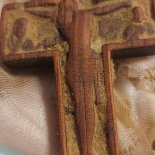 Wooden cross handmade used, Greek