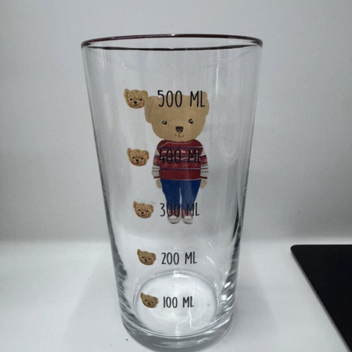 Glass with teddy bear design like new from LCW