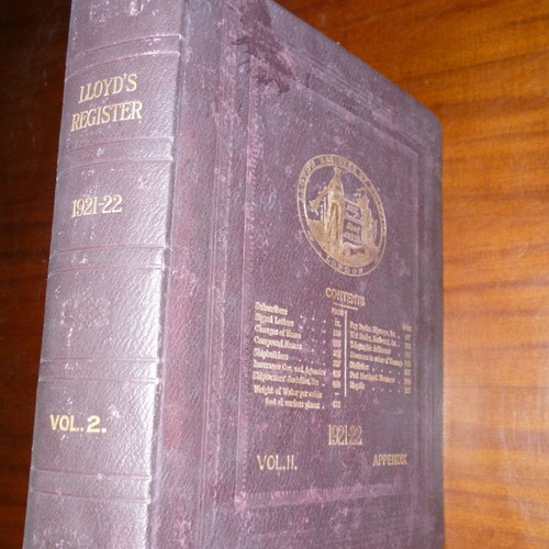 Lloyd's Register of Shipping used, volume 2, 1921-1922
