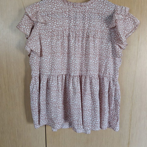 Shein pink top with ruffles on sleeves size L new