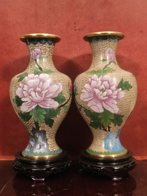 Cloisonne vases like new, set of 2 pieces