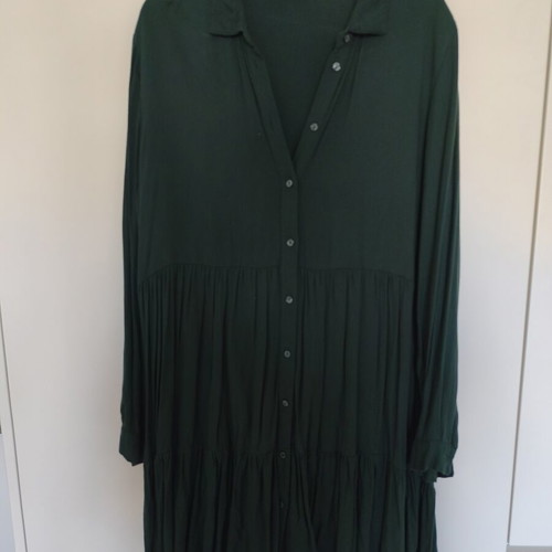 Stradivarius green long shirt dress like new, size L