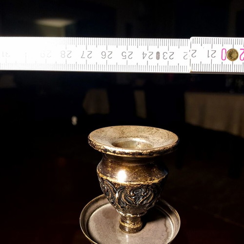 Three-Arm Candlestick 925 Sterling Silver Used, Baroque Style