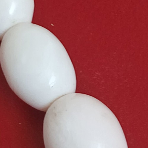 Pressed coral necklace, soft pink color, 45 cm