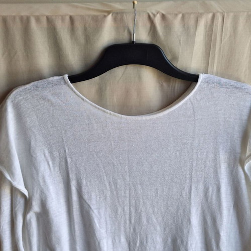 White Knit Oversized Boxy Top Medium Semi Sheer Cotton