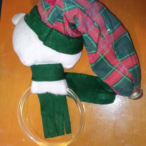 Christmas teddy bear like new, hanging baby toy with bell