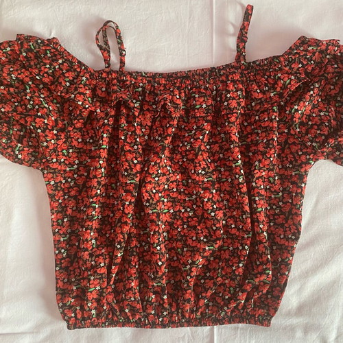 Floral off-shoulder crop top Pink Woman like new, multicolor