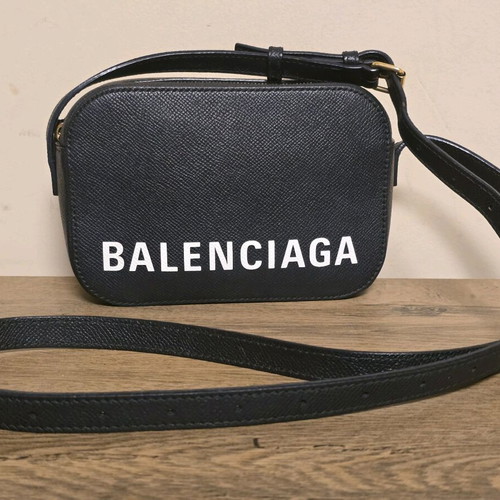 Balenciaga Black Leather XS Ville Camera Bag like new