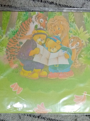 Set of 10 Children's Wish Envelopes "Bears with Jungle Map" New
