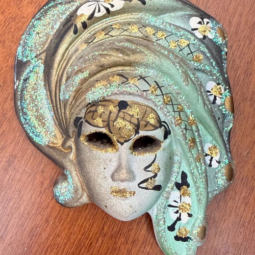 Venetian masks pack of 5 used, handmade gypsum 10cm each