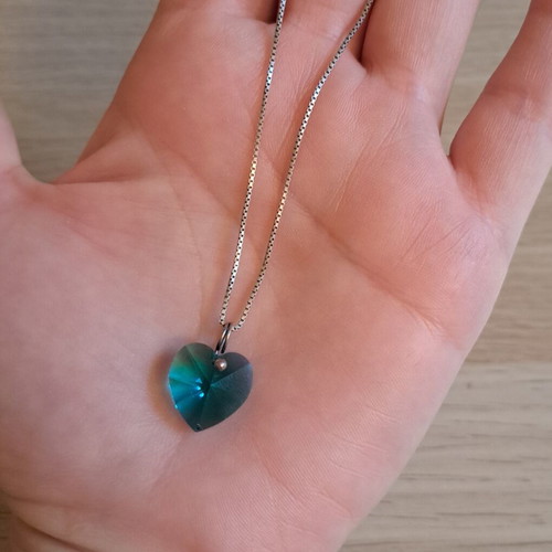 Necklace with silver 925 chain and turquoise Swarovski heart like new