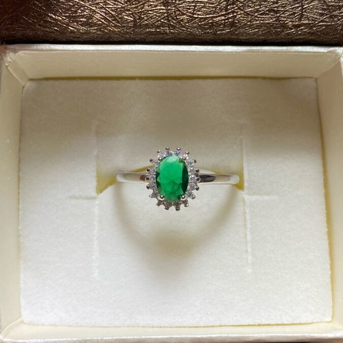 Silver handmade ring 925 with green zircon stone new