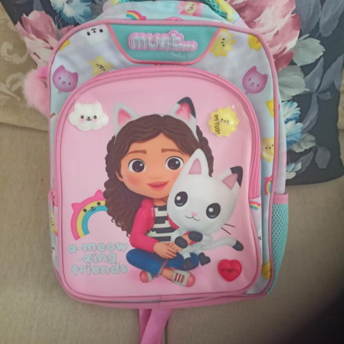 Gabby's Dollhouse preschool backpack, pink, polyester, 8L, MUST