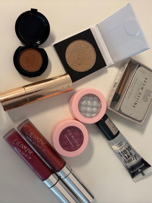 Various cosmetics like new, Colourpop liquid lipsticks and eyeshadows