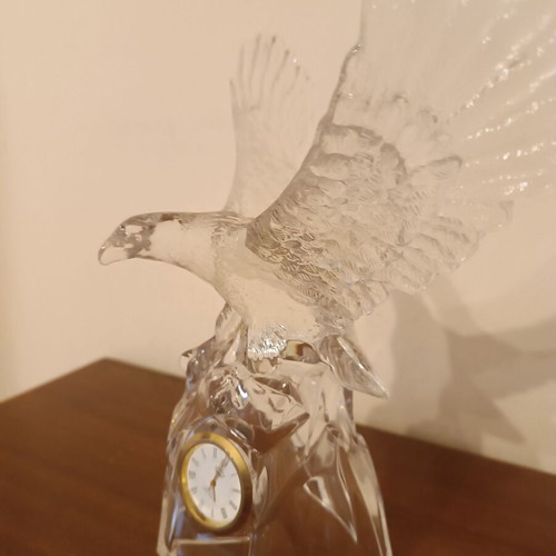 Crystal eagle with clock used, Italian crystal