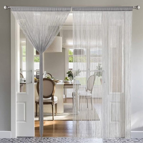 Miulee decorative string curtain for door 90 x 245 cm, grey
