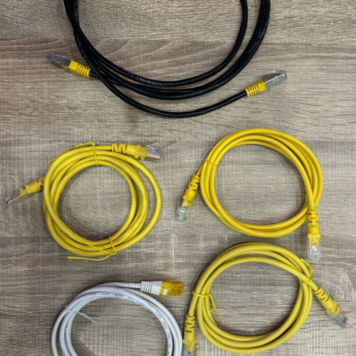 Telephony equipment new, pack with splitter and network cables