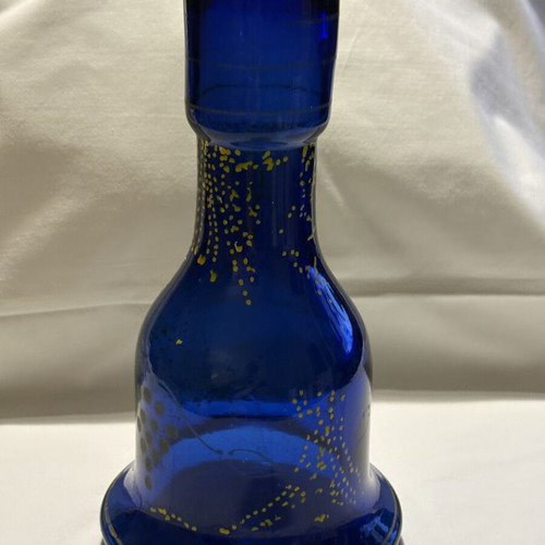 Hookah vase from Ioannina, electric blue with gold designs