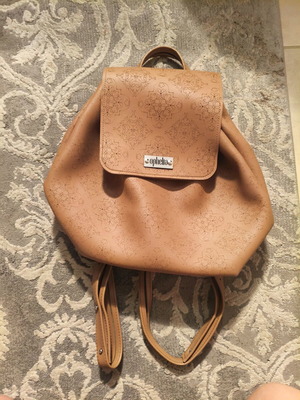 Ophelia backpack made of genuine leather with laser-cut designs like new, brown