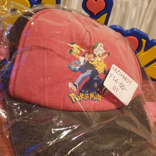Pokemon hat new, adjustable size, red and black