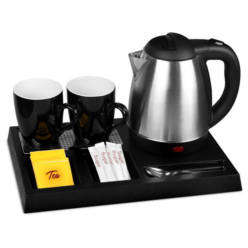 Welcome tray with inox kettle 1.2L and 2 cups made to order