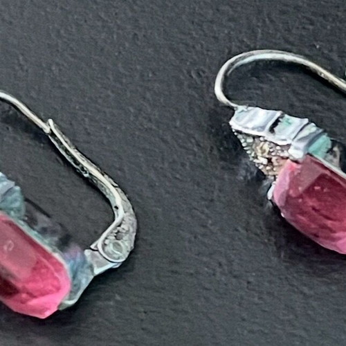 Earrings used 100 years old with pink stone and original box