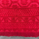 Handmade wool tablecloth used, royal red