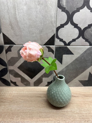 Jysk vase like new, mint color with artificial flower