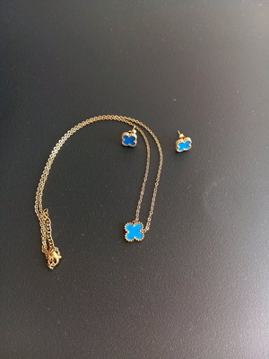 Jewelry set new stainless steel blue and gold colors