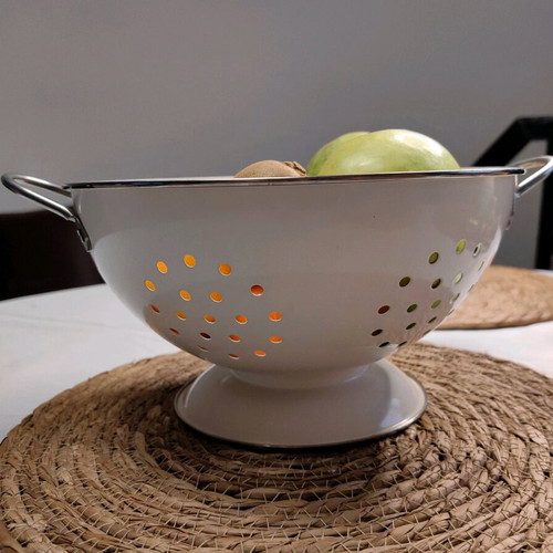 Enamel Colander Bowl Retro French Style like new