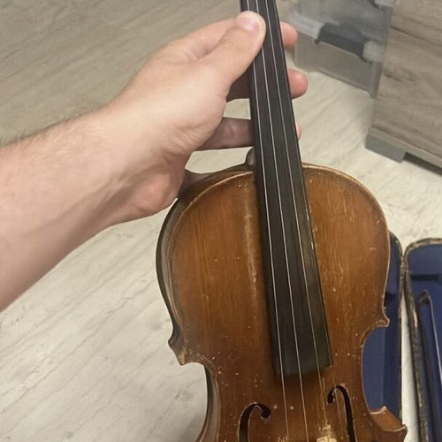 Old professional violin with bow