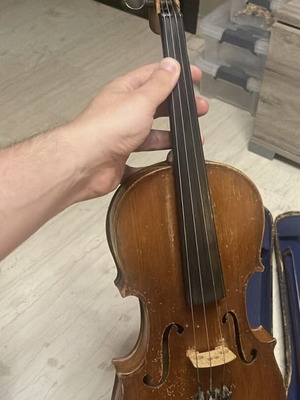 Old professional violin with bow