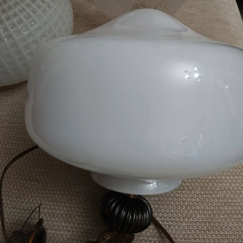 Lampshades and base used, set of two white