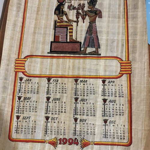 Authentic Papyrus from Cairo 1993 Calendar 1994 like new