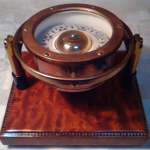 Sestrel brass compass used with wooden base