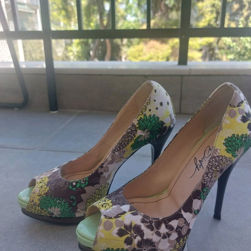 Miss Sixty peeptoe floral pumps used, size 37, multicolor