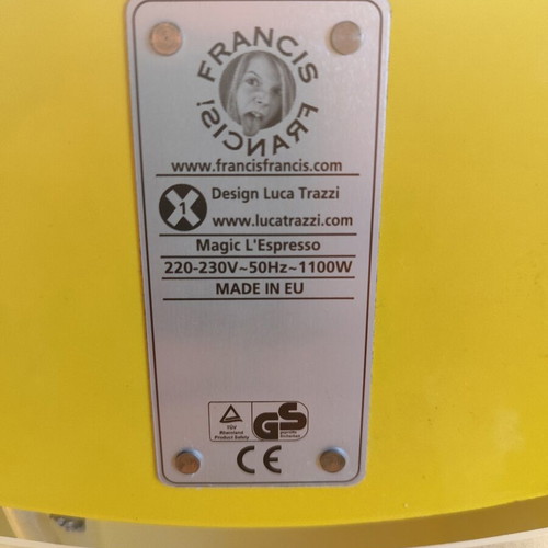 Francis Francis X1 Magic L'Espresso Coffee Machine used, yellow