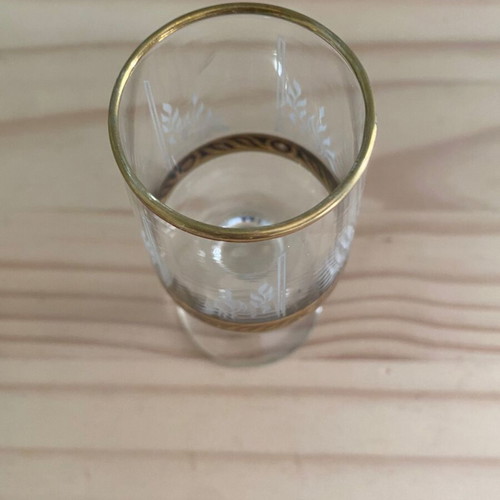 Liqueur glass used with gold design and etched pattern