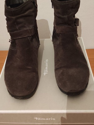 Tamaris suede ankle boots used, gray, size 39